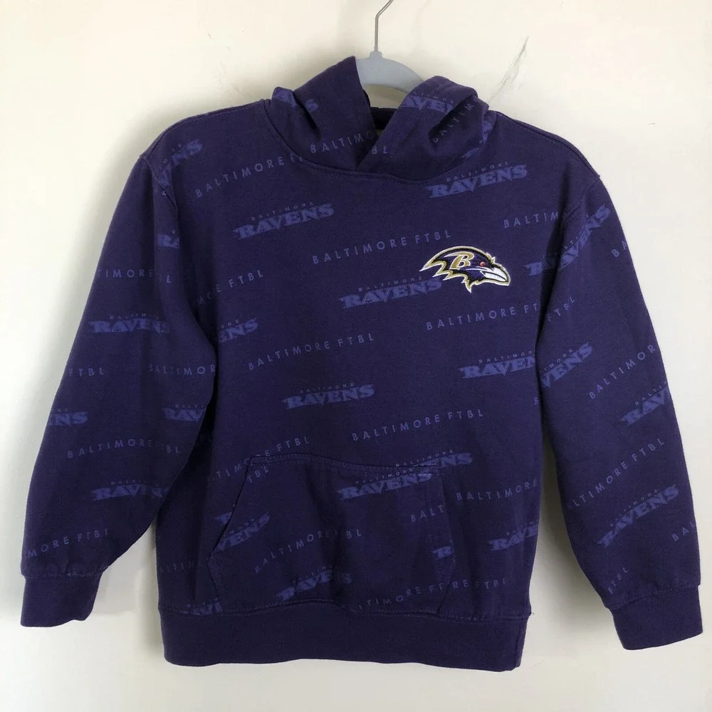 Baltimore Ravens Team Apparel Pullover Hoodie Sweatshirt Youth 14-16 Purple